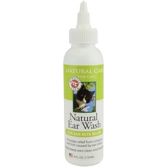 Miracle Care Natural Ear Wash for Cats 4 Fluid Ounce bottle front view