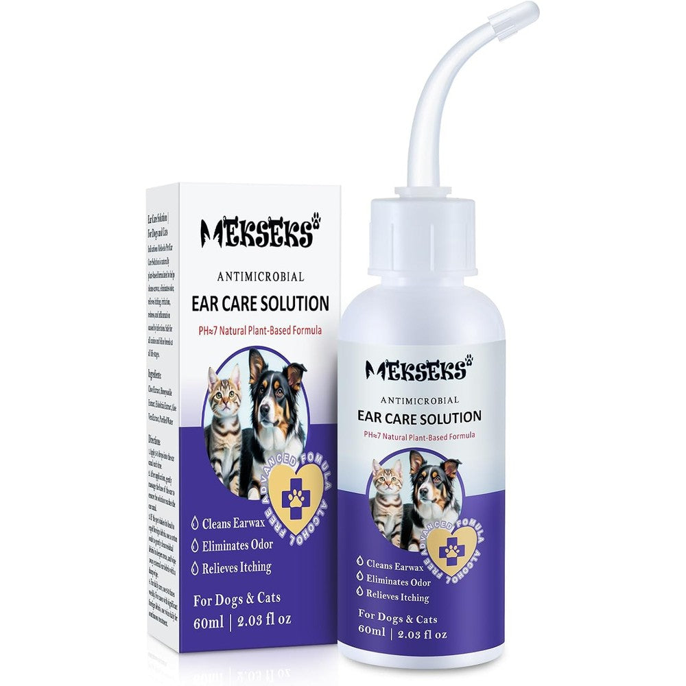 Mekseks dog and cat ear cleansing solution bottle front view