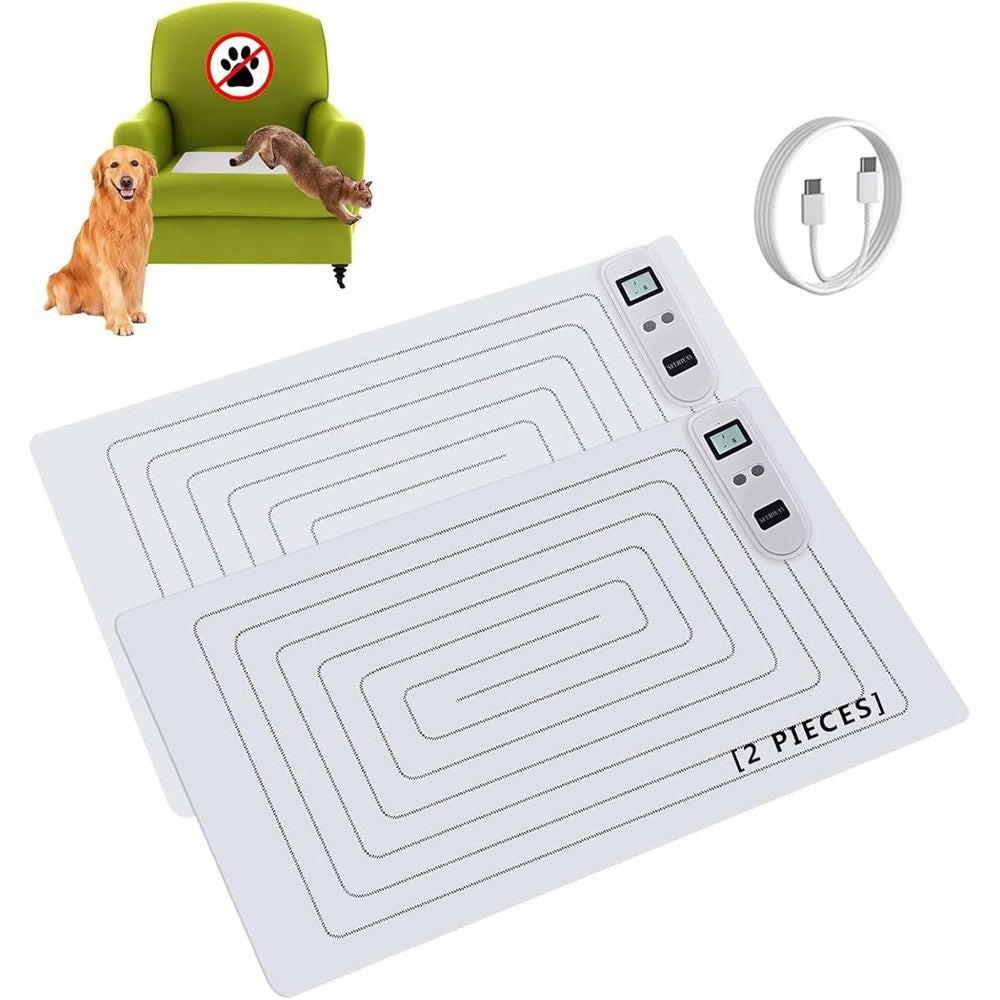 Seerway 2 Pack Rechargeable Pet Shock Mats For Dogs And Cats 22 Inch By 14 Inch Electronic Training Pad For Furniture Protection