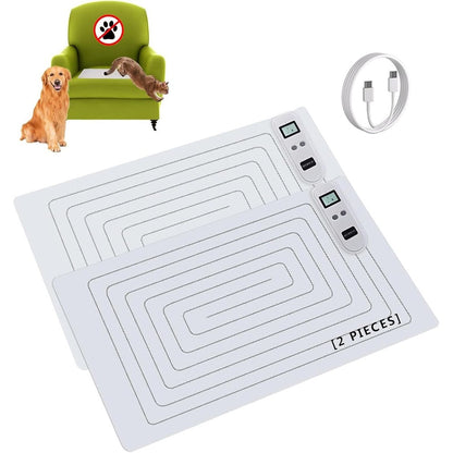 Seerway 2 Pack Rechargeable Pet Shock Mats For Dogs And Cats 22 Inch By 14 Inch Electronic Training Pad For Furniture Protection
