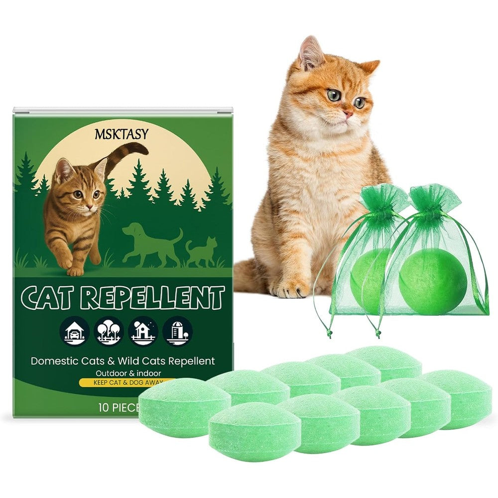 Yerbafi Natural Peppermint Oil Cat Repeller Outdoor And Indoor Deterrent Balls 10 Pack For Gardens Furniture And Lawns