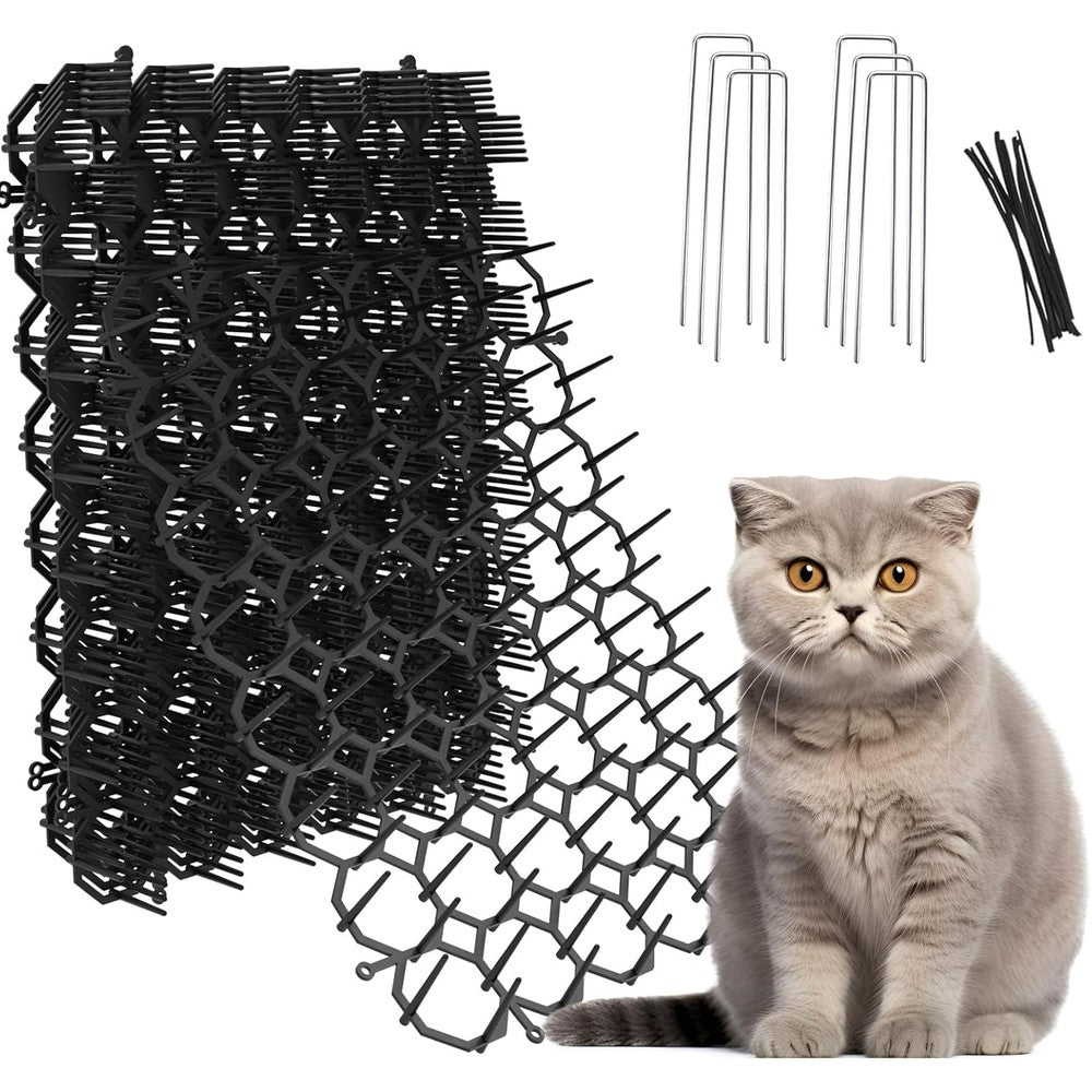 Oceanpax cat scat mat front view showing plastic spikes and black mesh grid