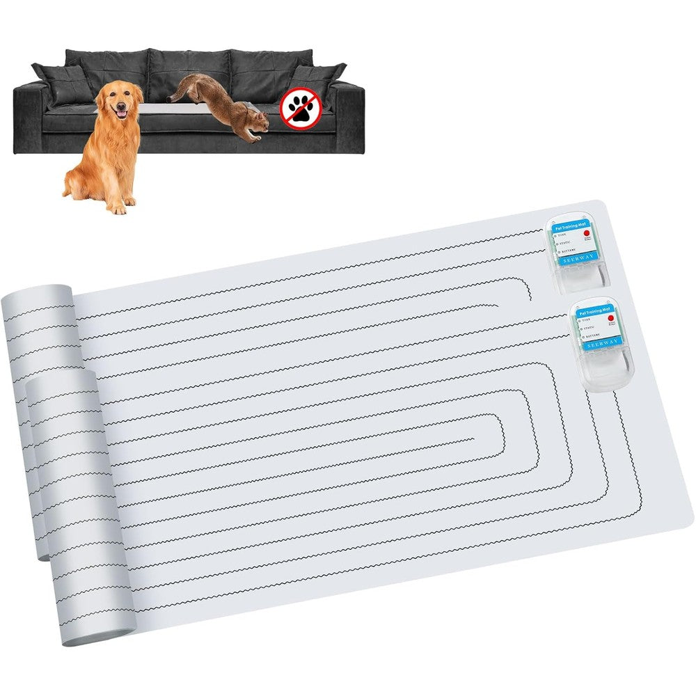 Seerway Scat Pet Shock Mat 2 Pieces Indoor Training Pads 60 Inch By 12 Inch For Dogs And Cats Electric Repellent Barrier For Furniture Couch Counte...