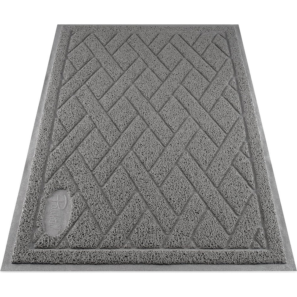 Pawkin cat litter mat extra large gray front view trapping cat litter