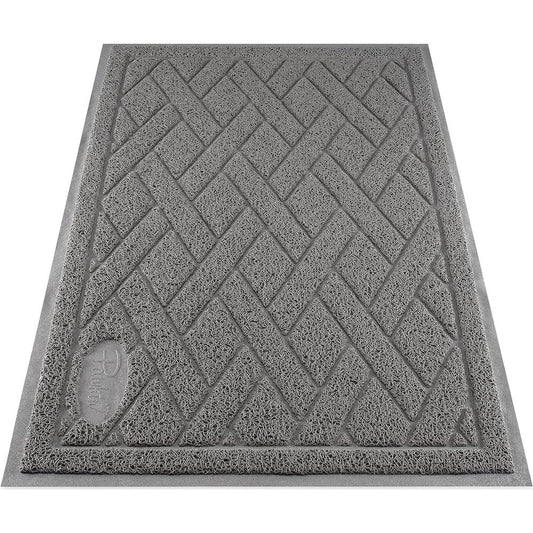 Pawkin cat litter mat extra large gray front view trapping cat litter