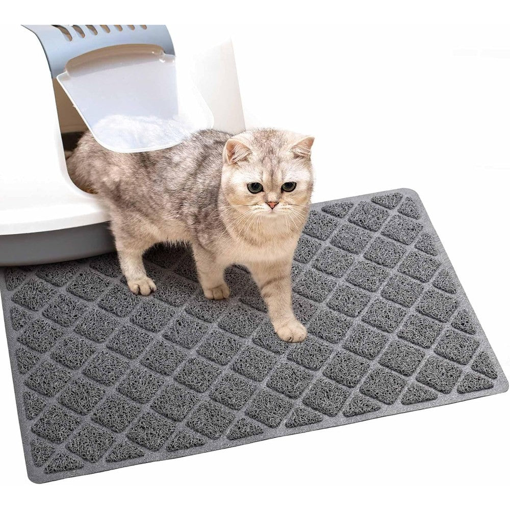 BOOMIBOO cat litter mat front view trapping scattered tracking on grey floor