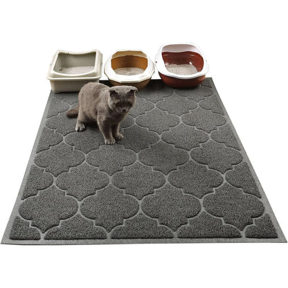 Cosyearn LittleTiger Cat Litter Mat front view showing gray extra large mesh texture