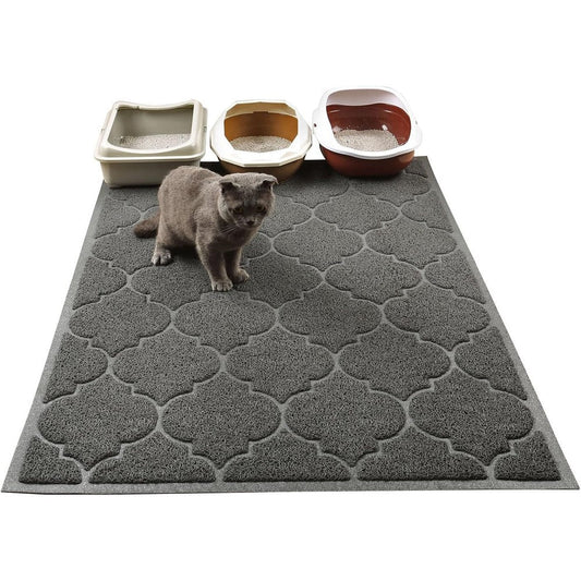 Cosyearn LittleTiger Cat Litter Mat front view showing gray extra large mesh texture