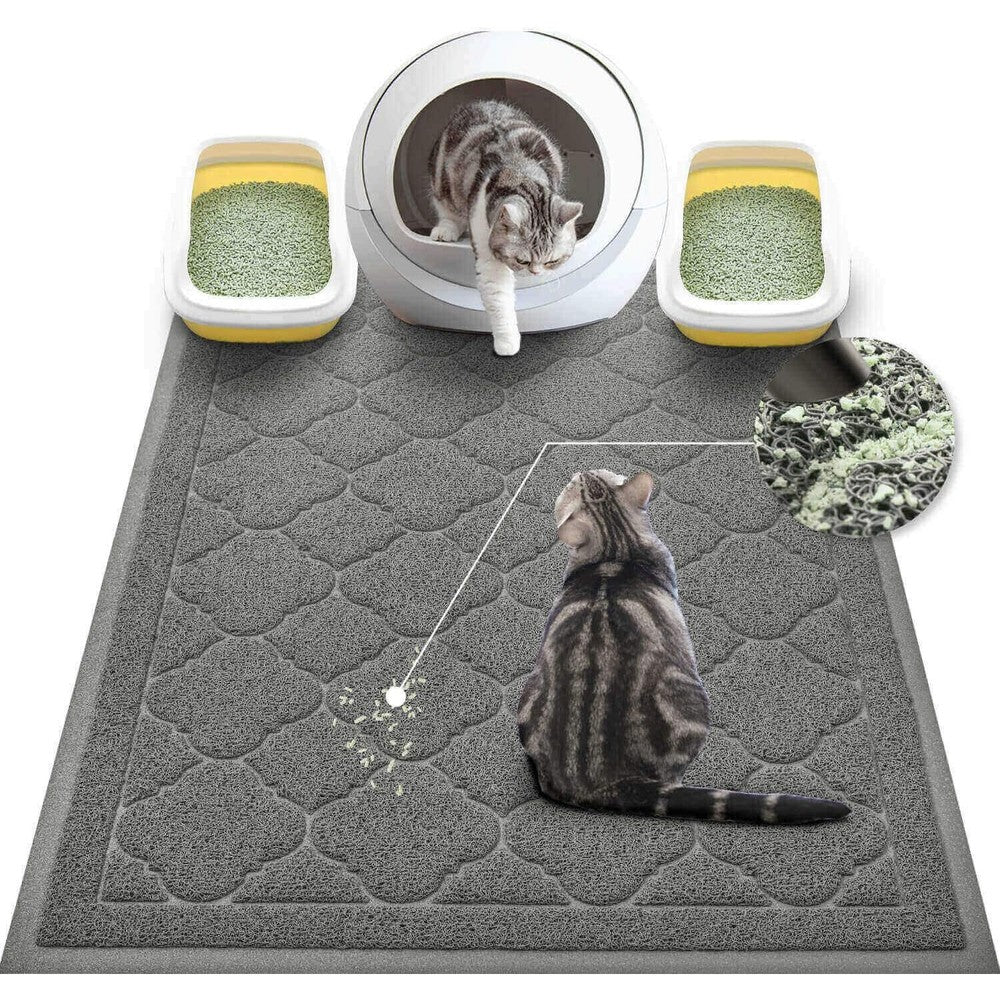 WePet cat litter box mat front view showing grey color and XXL size