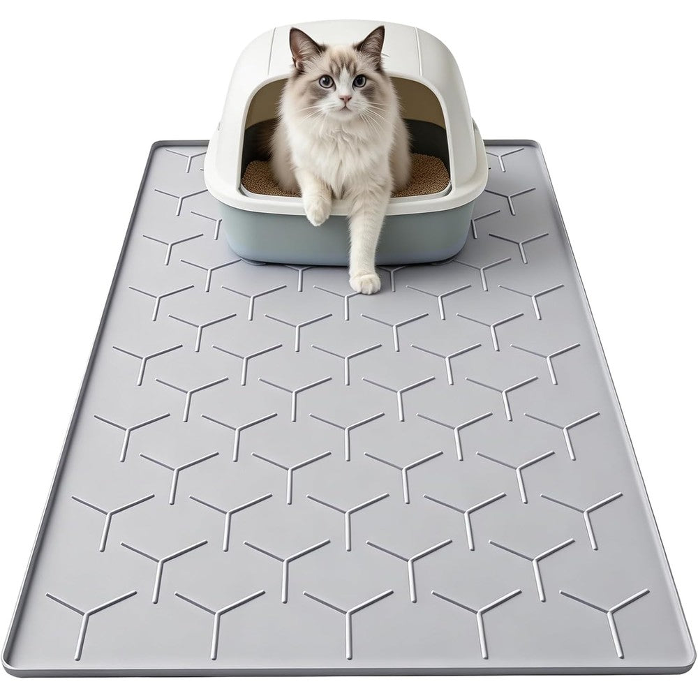 Garoopion silicone cat litter box mat front view premium pet floor protection