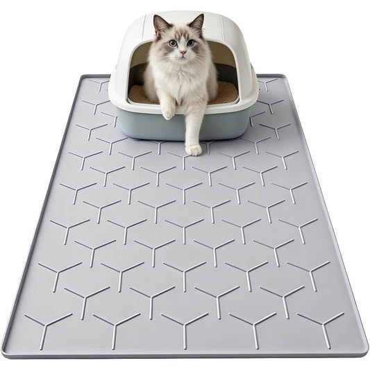 Garoopion silicone cat litter box mat front view premium pet floor protection