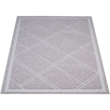 Amazon Basics Less-Mess Cat Litter Box Mat front view trapping scatter on floor.