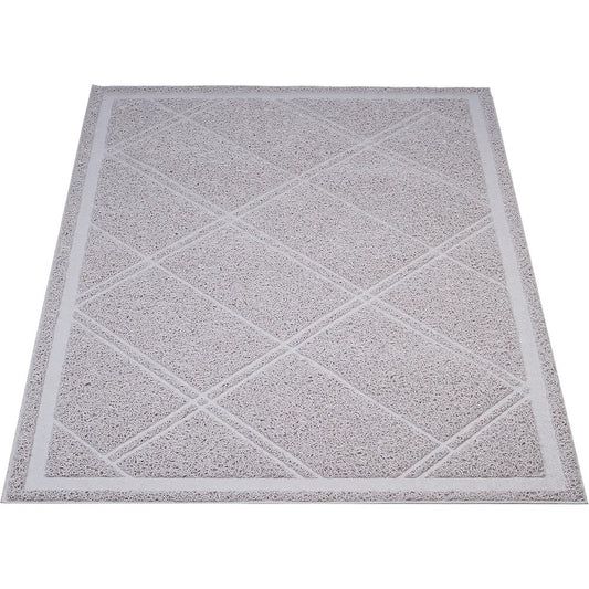 Amazon Basics Less-Mess Cat Litter Box Mat front view trapping scatter on floor.