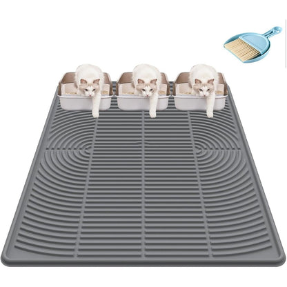 Kabeyoe extra large silicone cat litter mat front view trapping scatter on floor