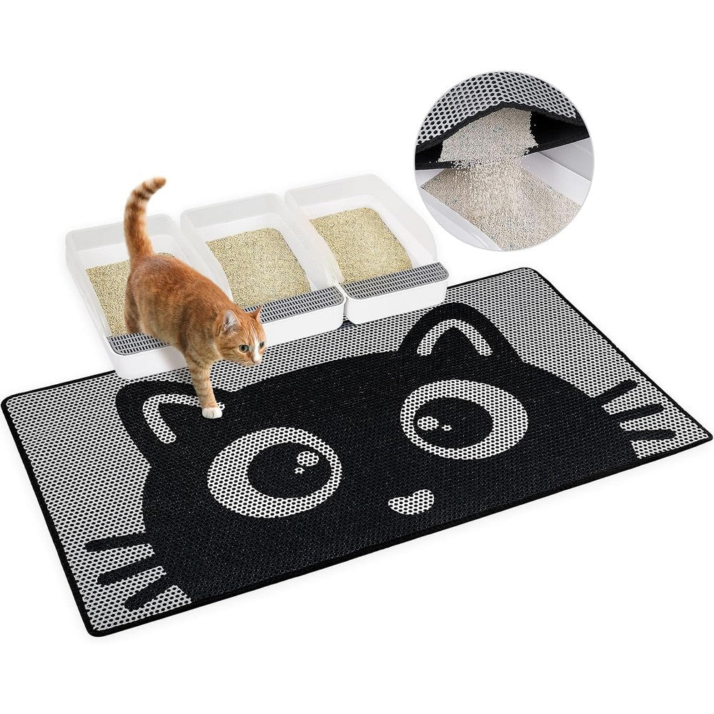Bienbee Jumbo Cat Litter Mat front view showing double layer honeycomb design for trapping litter