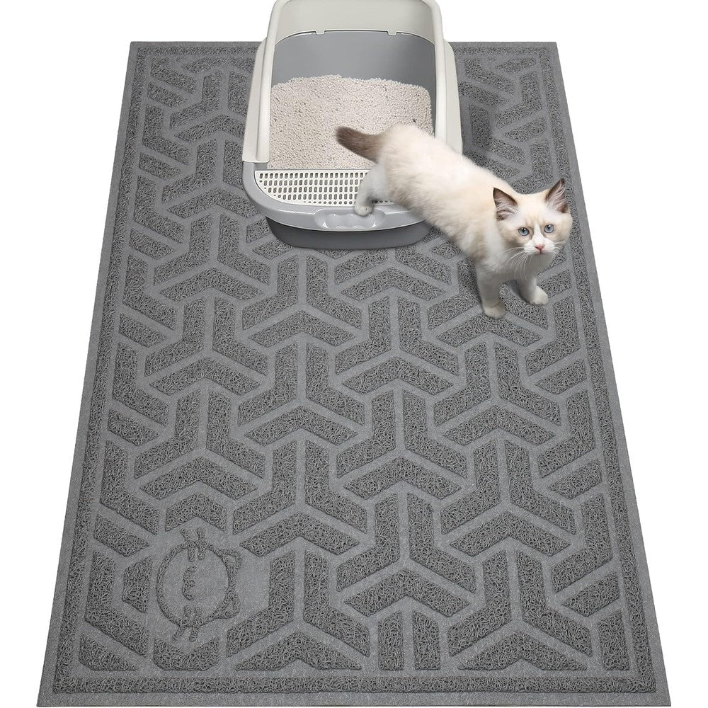 UPSKY Cat Litter Mat front view showing large gray textured trapping surface