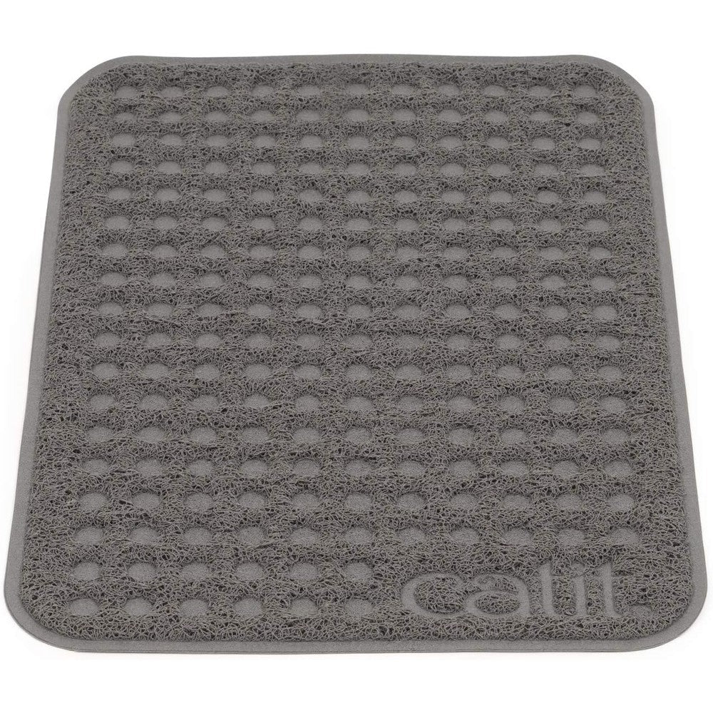 Catit Cat Litter Mat rectangle small grey front view trapping loose litter from tray
