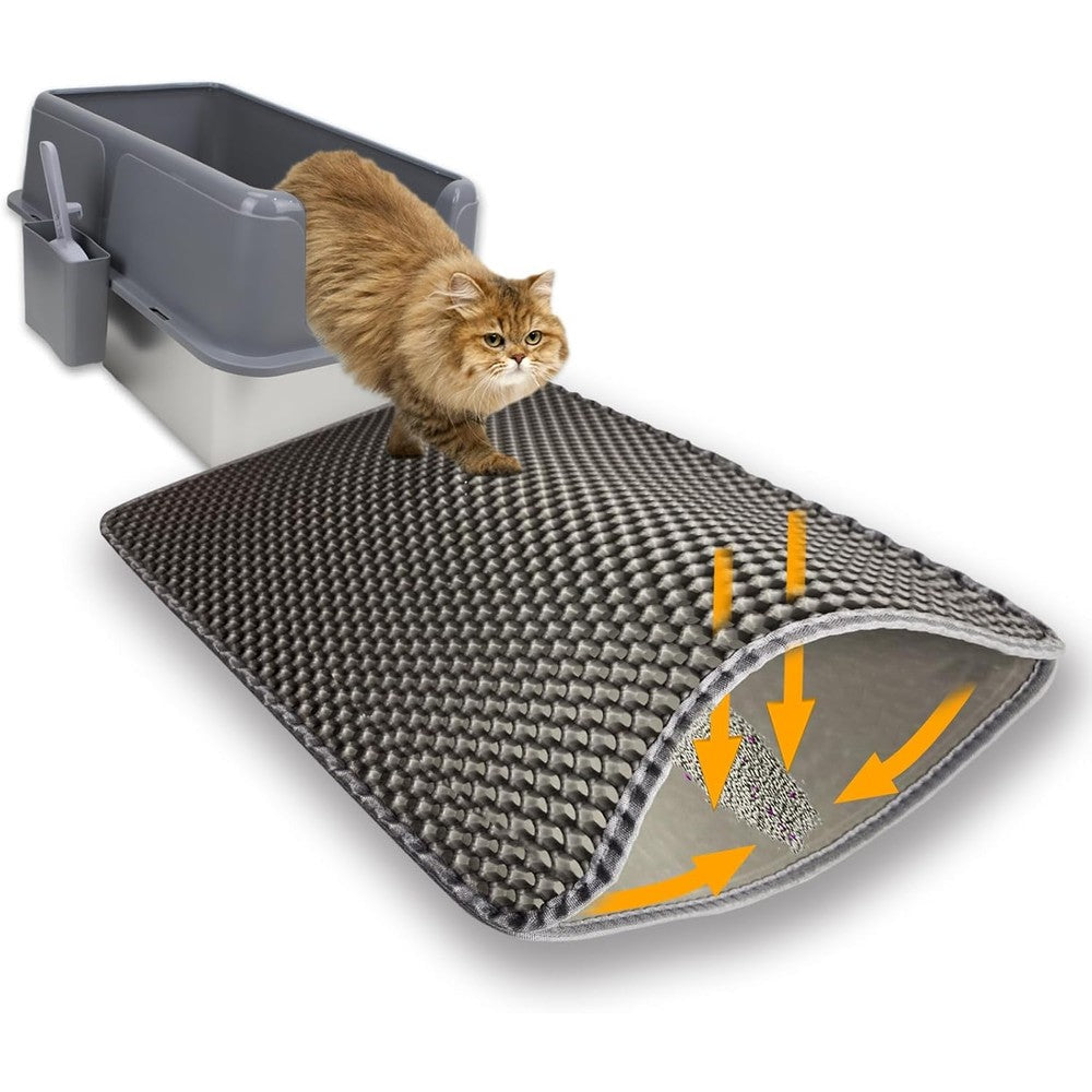 Flasidu cat litter box mat front view honeycomb design trapping mat