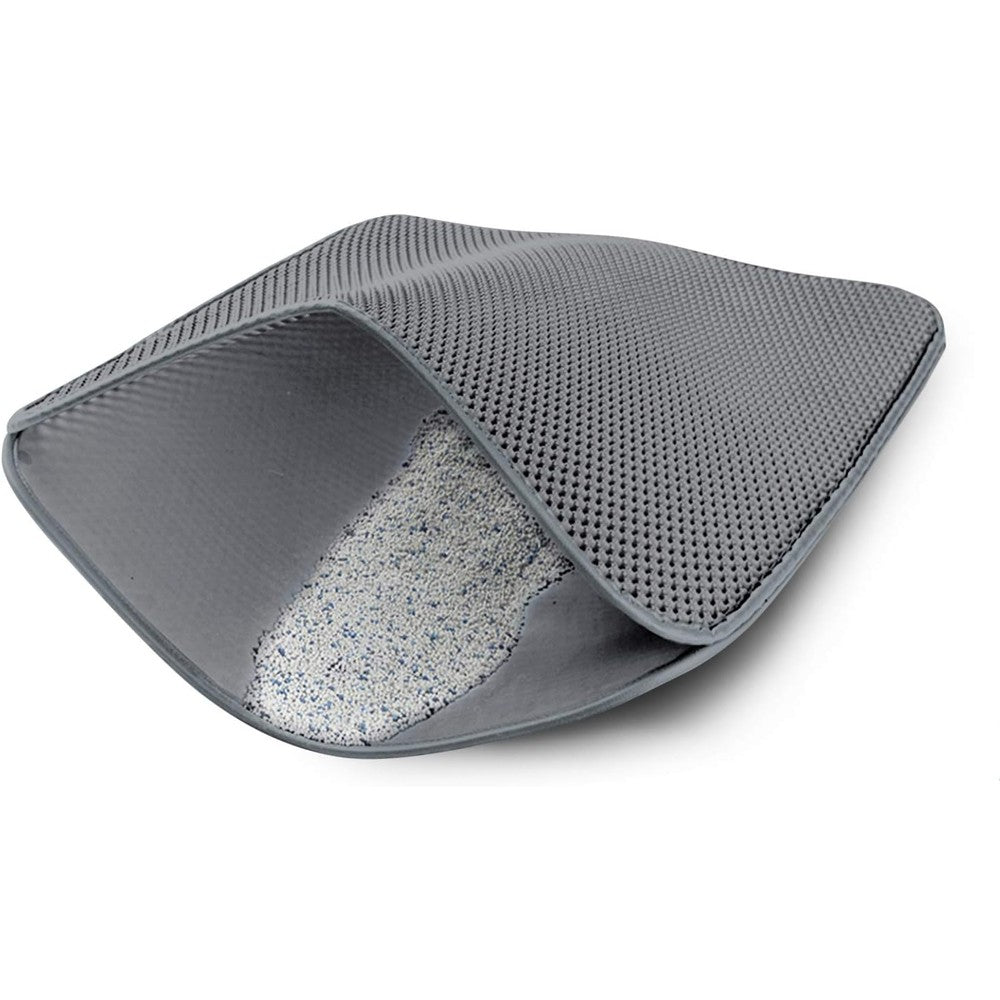 WePet cat litter mat front view showing light grey honeycomb texture