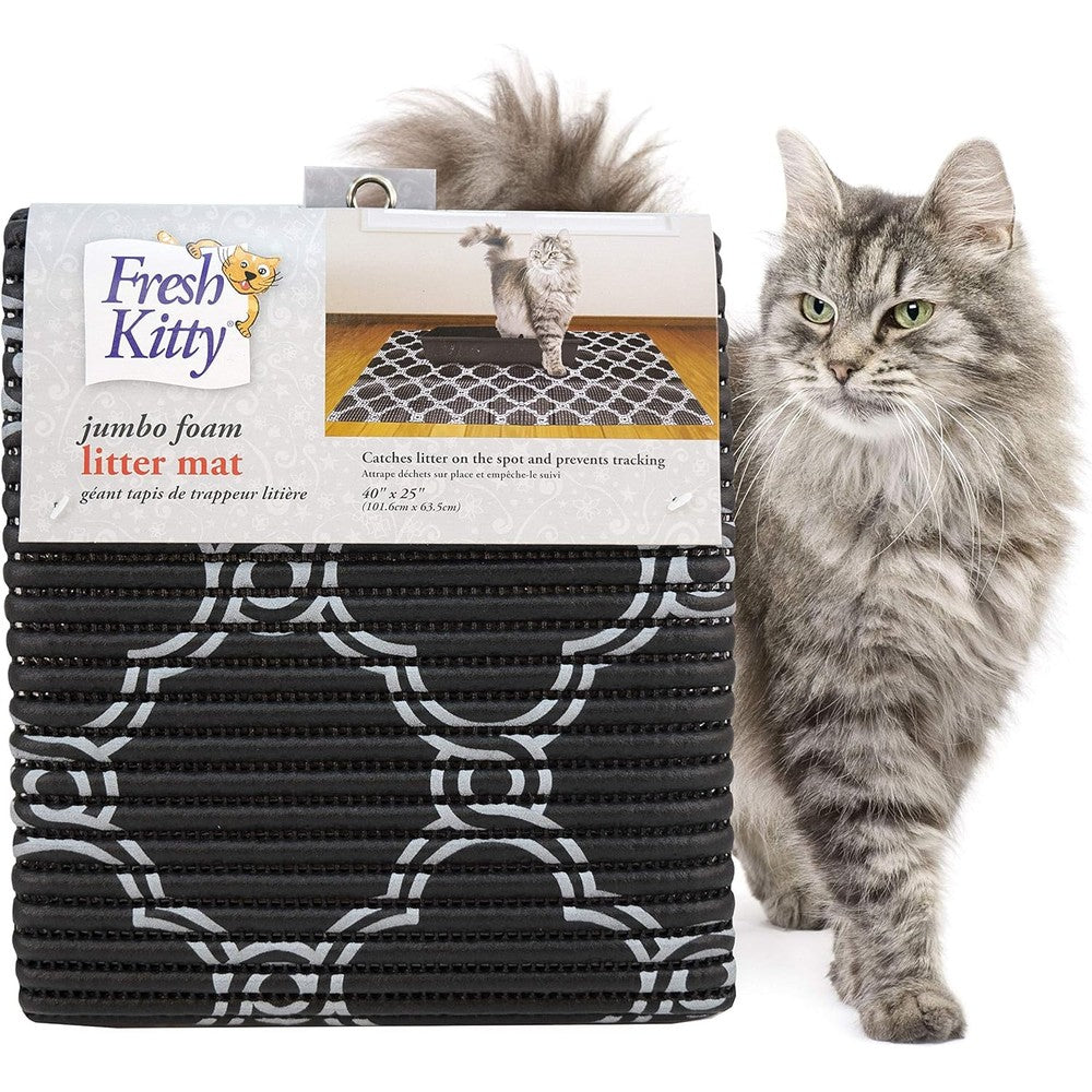 Fresh Kitty Jumbo Foam Litter Mat front view capturing cat litter