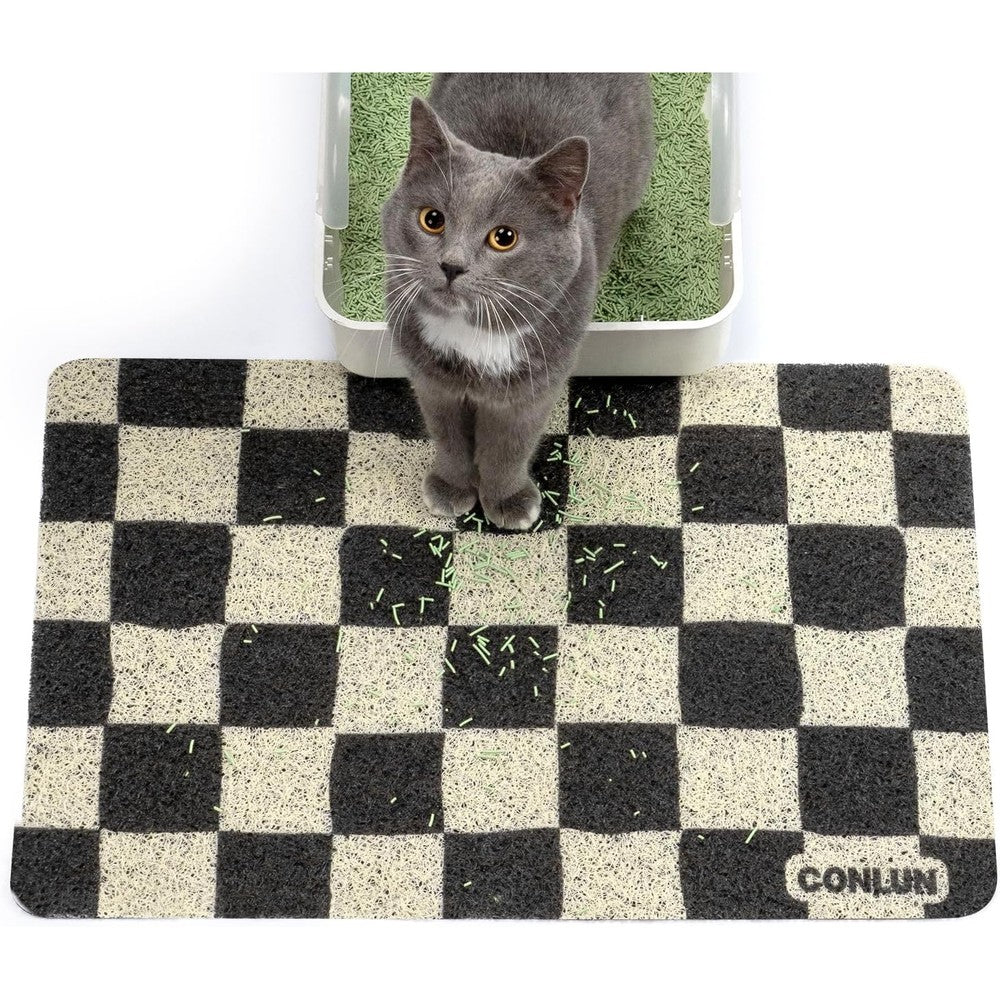 Conlun cat litter trapping mat front view showing chessboard pattern