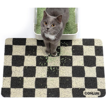 Conlun cat litter trapping mat front view showing chessboard pattern