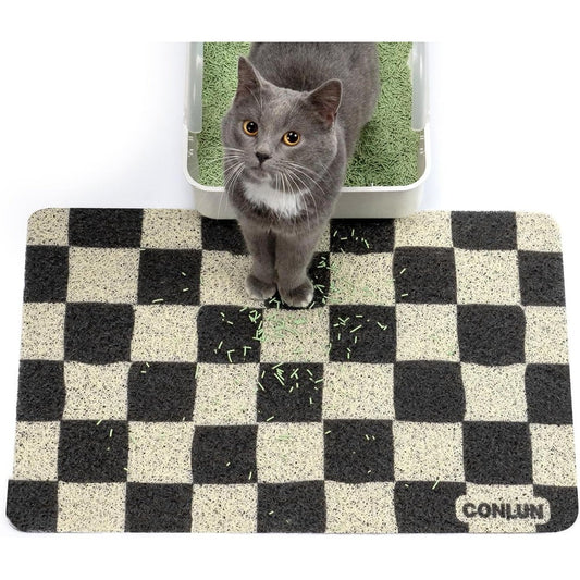 Conlun cat litter trapping mat front view showing chessboard pattern