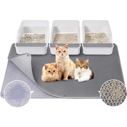 Fostanfly cat litter trapping mat extra large front view on hardwood floor