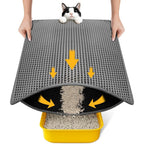 Polarduck cat litter mat front view showcasing gray honeycomb design.