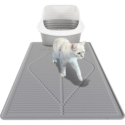 Mofason Cat Litter Mat XXL front view displaying grey textured silicone design