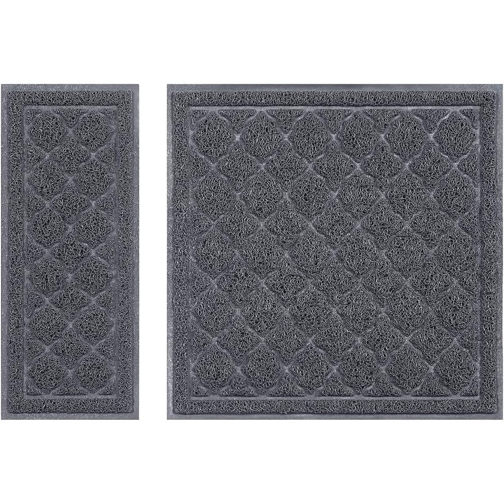 Unipaws cat litter trapping mat front view in gray color