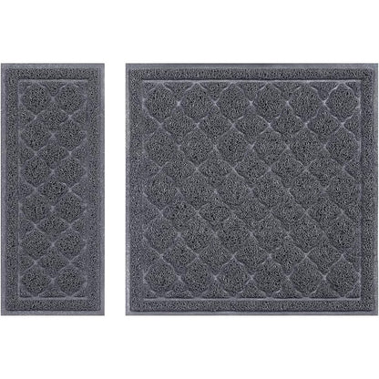 Unipaws Cat Litter Trapping Mat front view showing gray coiled textured surface