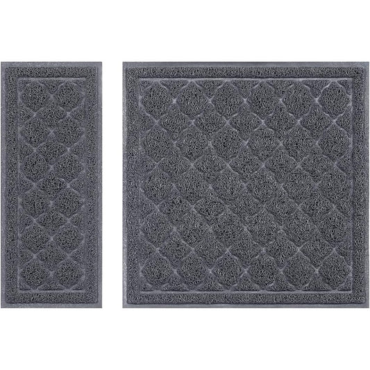 Unipaws Cat Litter Trapping Mat front view showing gray coiled textured surface