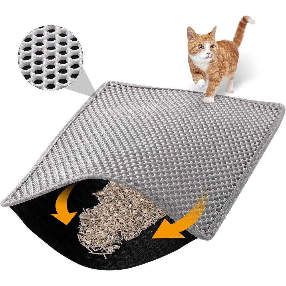 Ondware double layer cat litter mat gray front view trapping loose granules