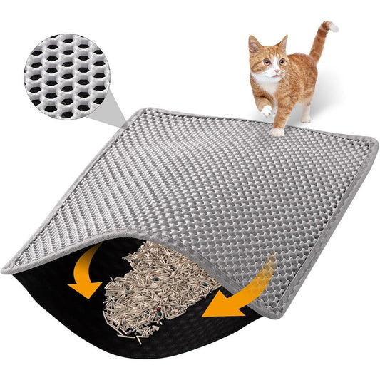 Ondware double layer cat litter mat gray front view trapping loose granules