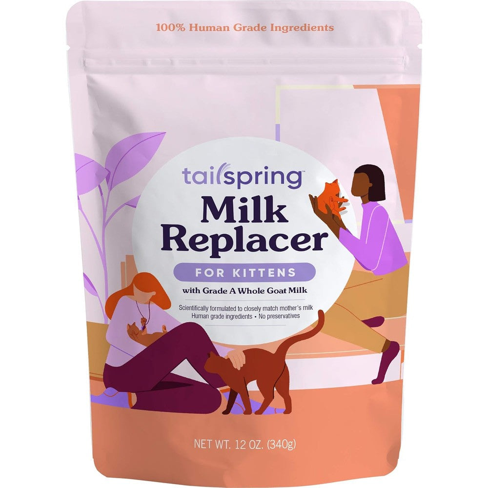 Tailspring powdered kitten milk replacer 12 Ounce bag front view