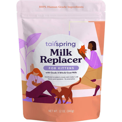 Tailspring powdered kitten milk replacer 12 Ounce bag front view