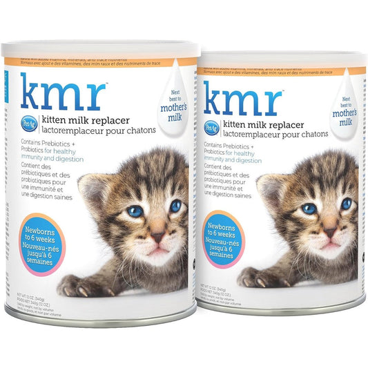 PetAg KMR Kitten Milk Replacer Powder container front view showing premium feline formula packaging