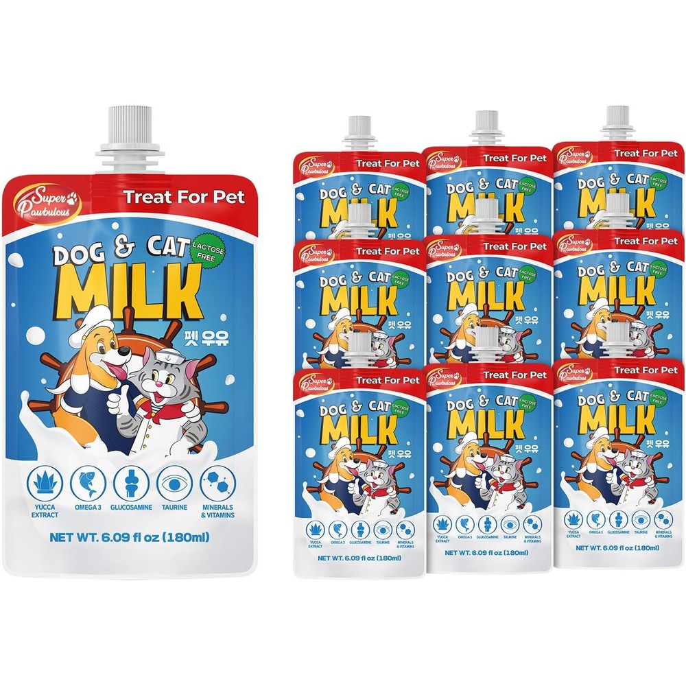 Super Pawbulous SuperPaw Pet Milk front view of the 10 pack packaging showcasing lactose free formula