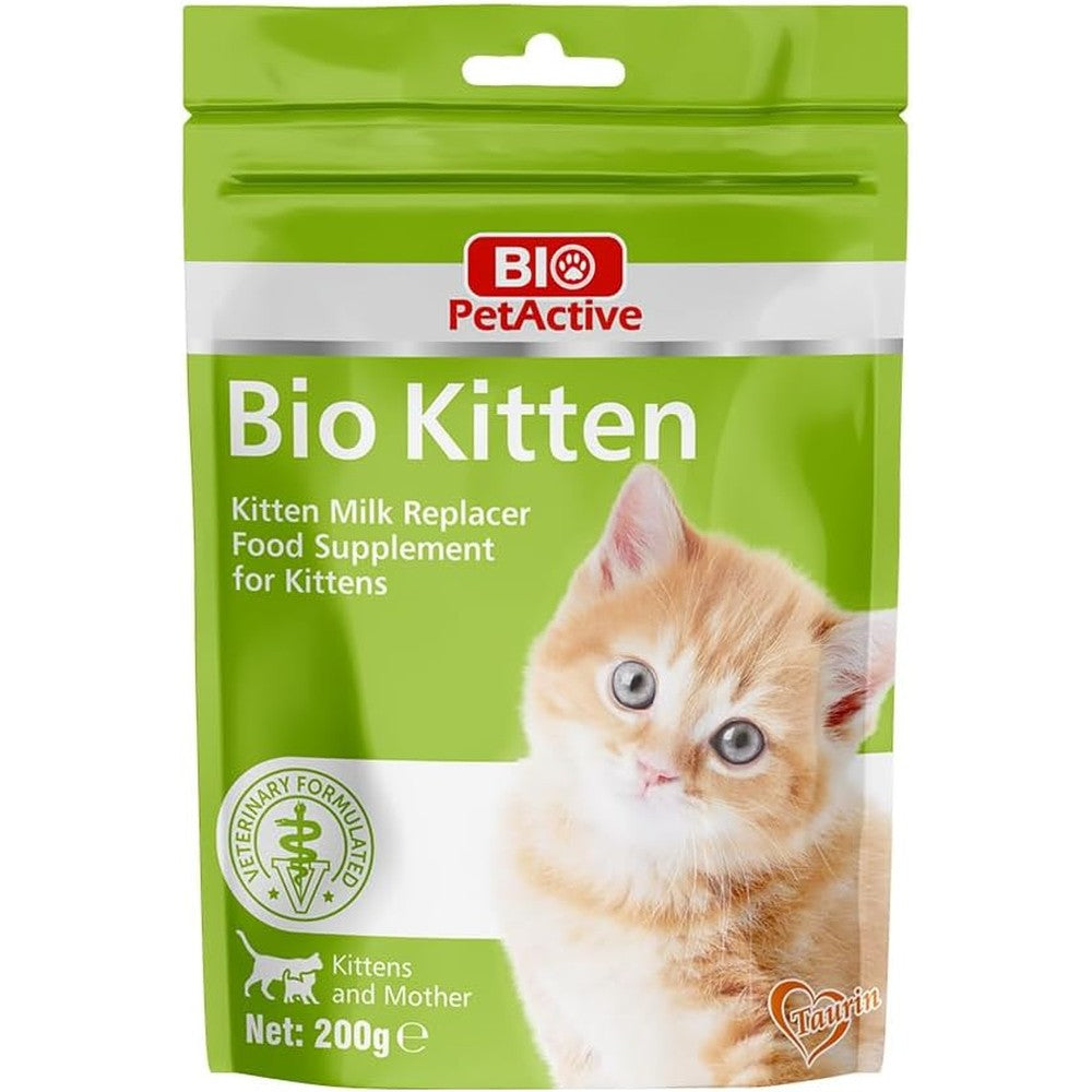 Bio PetActive Kitten Milk Replacer front view packaging for premium feline nutrition.