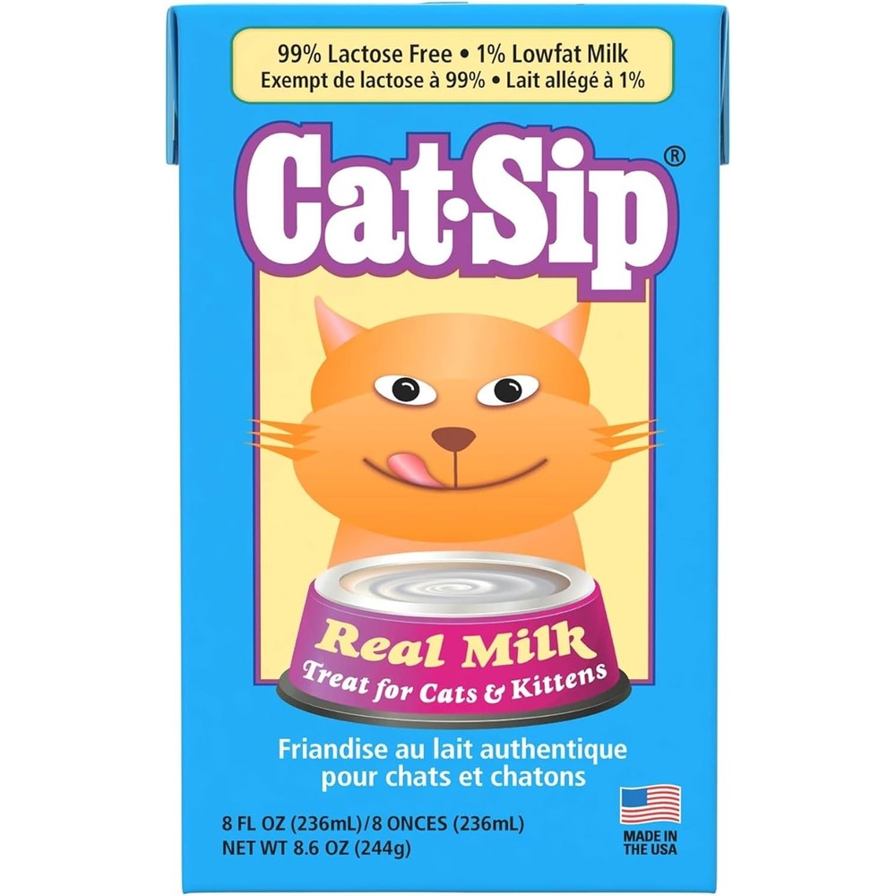PetAg Cat-Sip Real Milk Supplement front view of the eight ounce carton packaging
