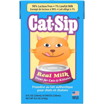 PetAg Cat-Sip Real Milk Supplement front view of the eight ounce carton packaging