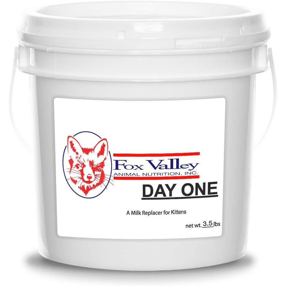 Fox Valley Day One Kitten Formula 3.5 lb tub front view premium USA imported kitten milk replacer powder