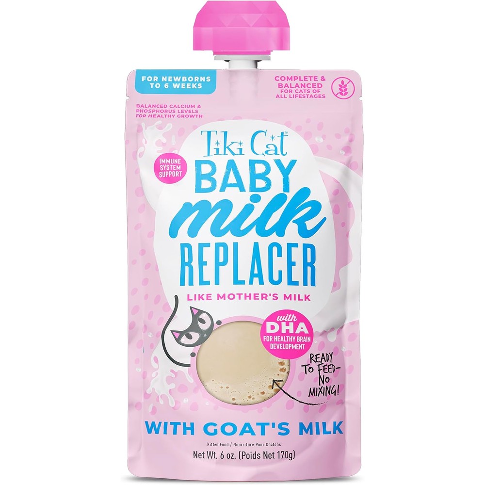Tiki Pets Tiki Cat Baby Milk Replacer goat milk pouch front view