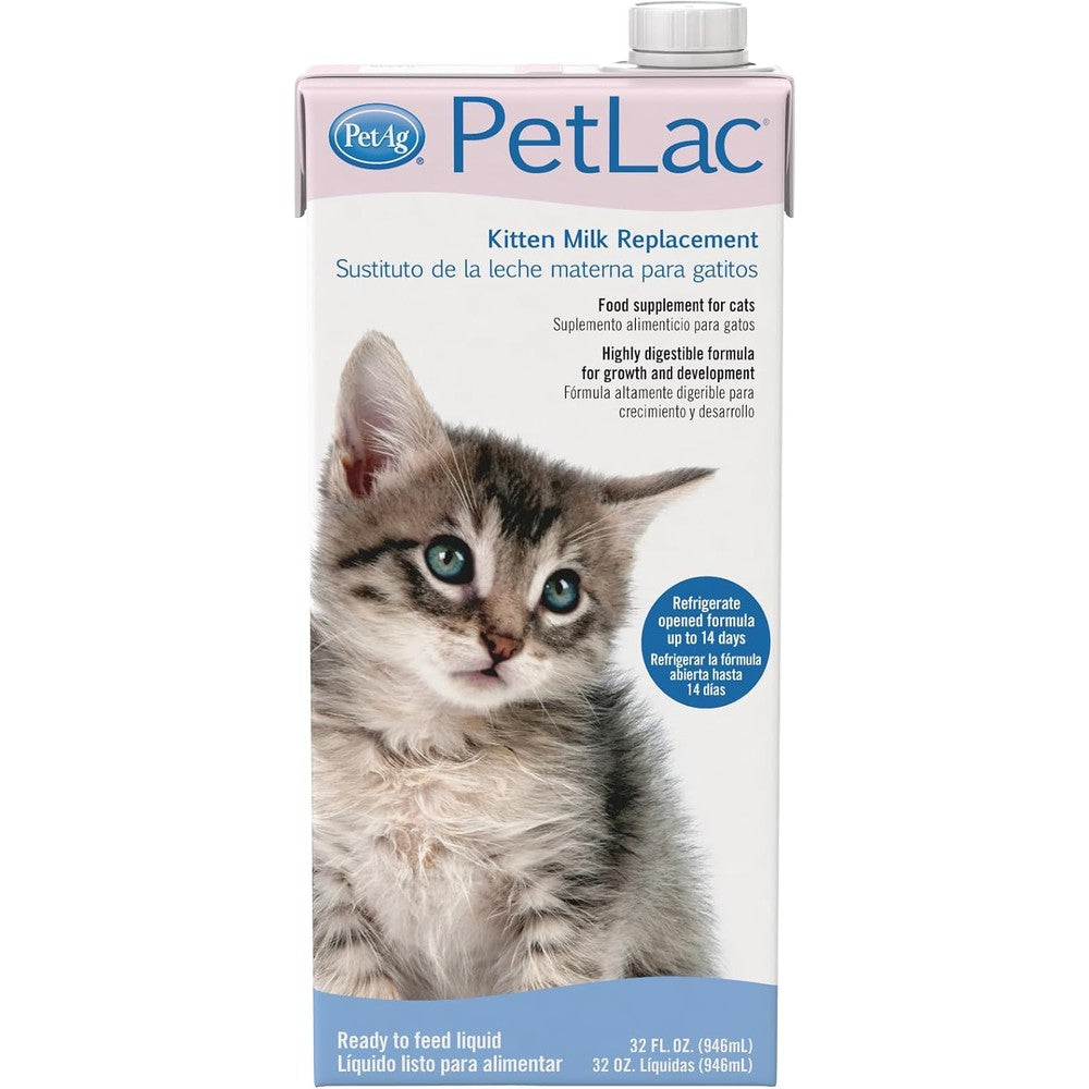PetAg PetLac Liquid for Kittens 32 Fluid Ounces front view packaging bottle