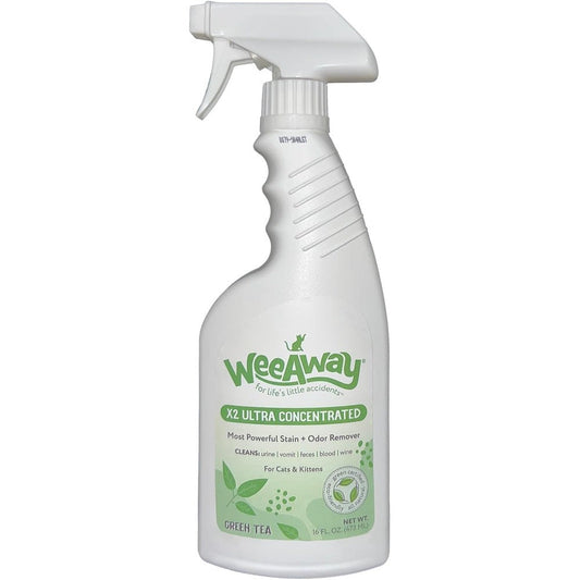 Wee Away X2 Cat Urine Stain and Odor Remover front view of sixteen fluid ounce bottle