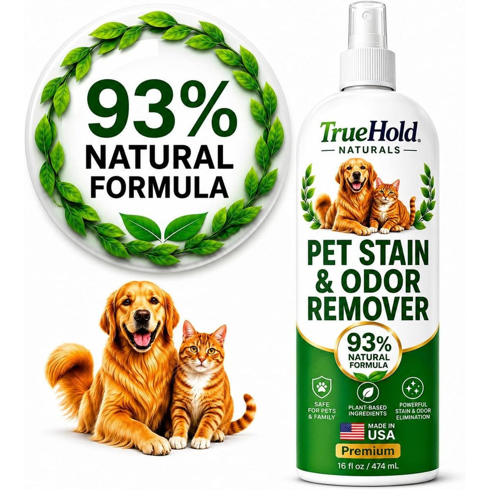 Sunny and Honey Pet Stain and Odor Remover front view bottle on carpet