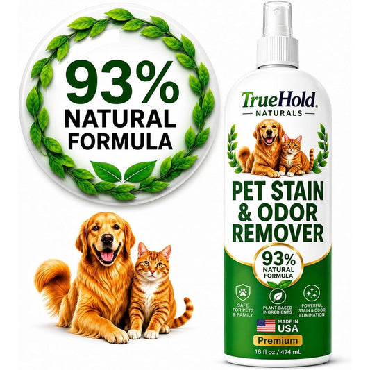 Sunny and Honey Pet Stain and Odor Remover front view bottle on carpet