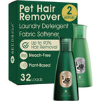 Seedshub Pet Hair Remover for Laundry Bundle front view showing two bottles of detergent and fabric softener.