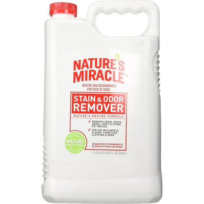 Nature's Miracle Pet Stain and Odor Remover front view of one and one half gallon bottle